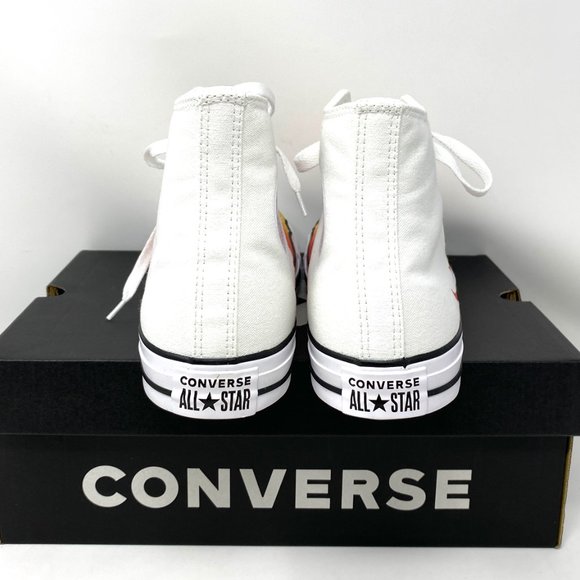 Converse Men's Size CTAS White Yellow Orange Red Flame Canvas Hi Sneaker 166257F - Picture 5 of 10